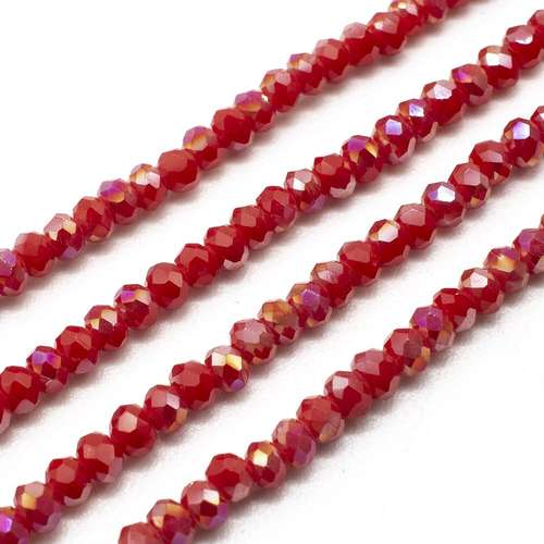 3mm crystal beads opaque red ab — AB finish, faceted for jewelry making and beadwork