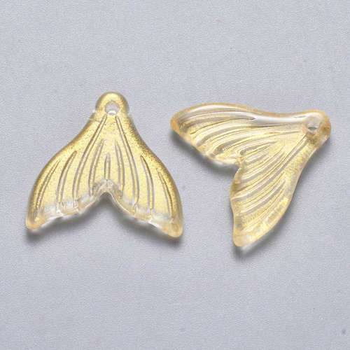 Mermaid Tail 19mm glass Amber Gold 8pcs