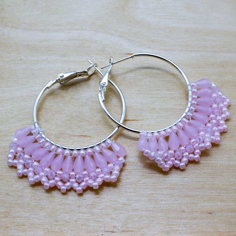 Brick Stitch Earrings - Baby Pink