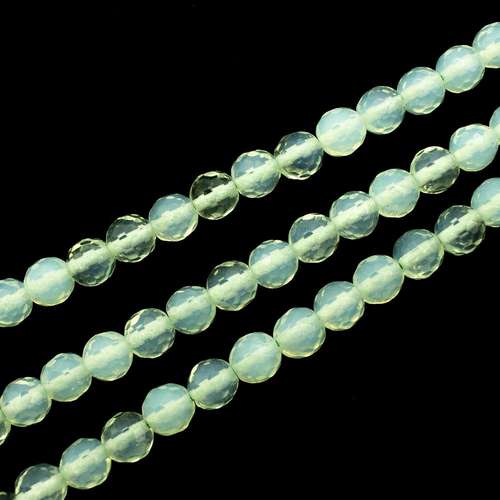 Opal Light Green Facet Round Beads - 6mm