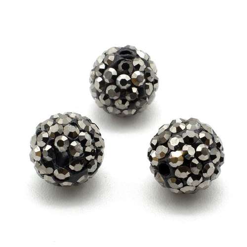 Shamballa Bead 10mm Round - Hematite 1pc