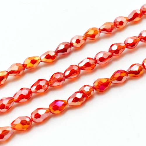 Glass Facet Drop - 4mm - Red AB