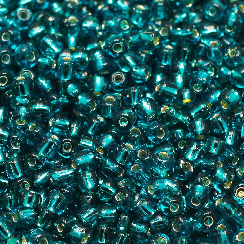 FGB Seed Beads Size 6 Silver Lined Turquoise - 50g