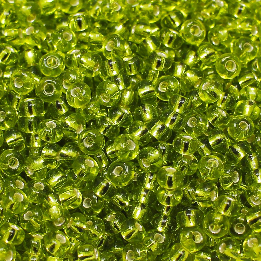 FGB Seed Beads Size 6 Silver Lined Lime - 50g