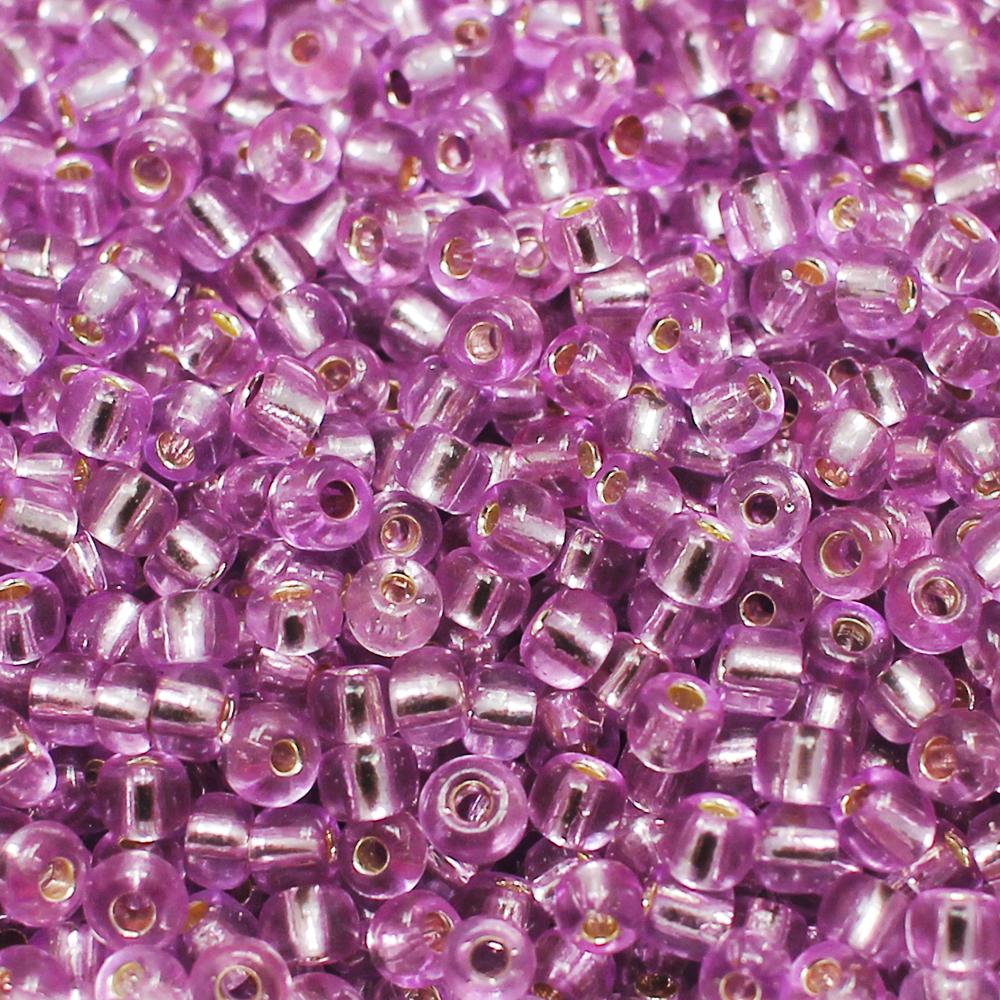 FGB Seed Beads Size 6 Silver Lined Pink - 50g