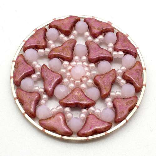 Helios Ring Pendant Raspberry Pink jewelry making kit — DIY set with beads and instructions for creating handmade jewelry