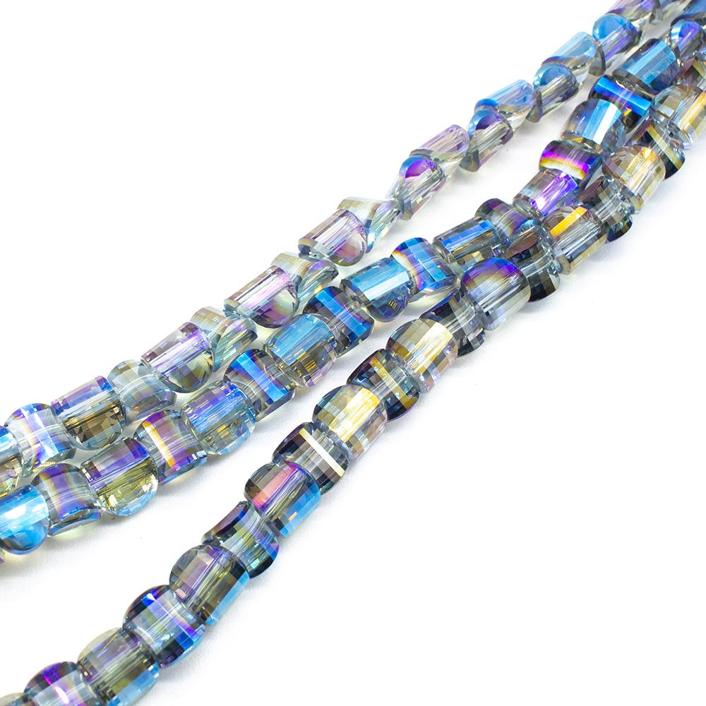 Crystal Saddle Beads 8mm 50pcs - Rainbow Blue