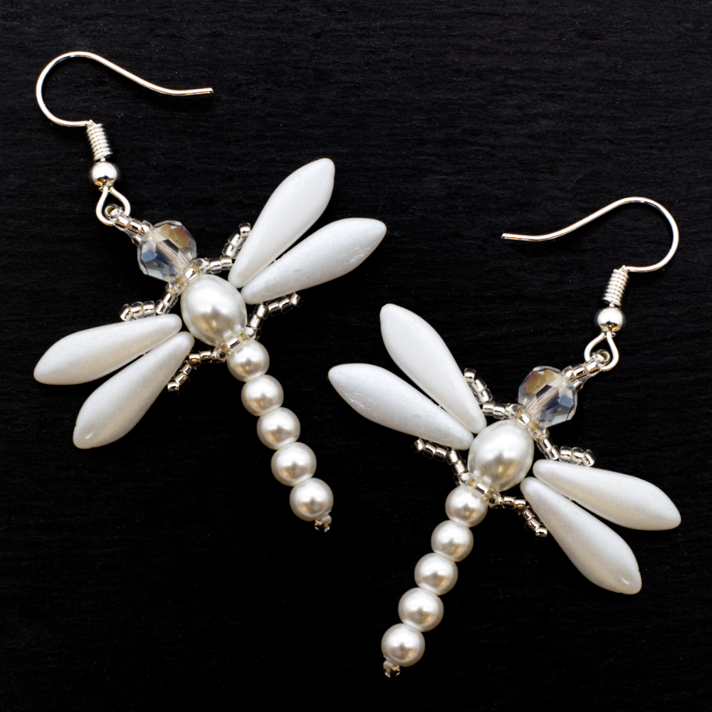 Dragonfly Earrings Kit - White AB