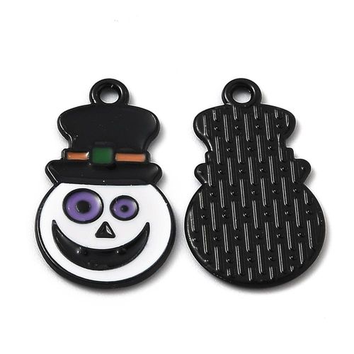 Enamel Halloween Charm - Scary Snowman 2pcs