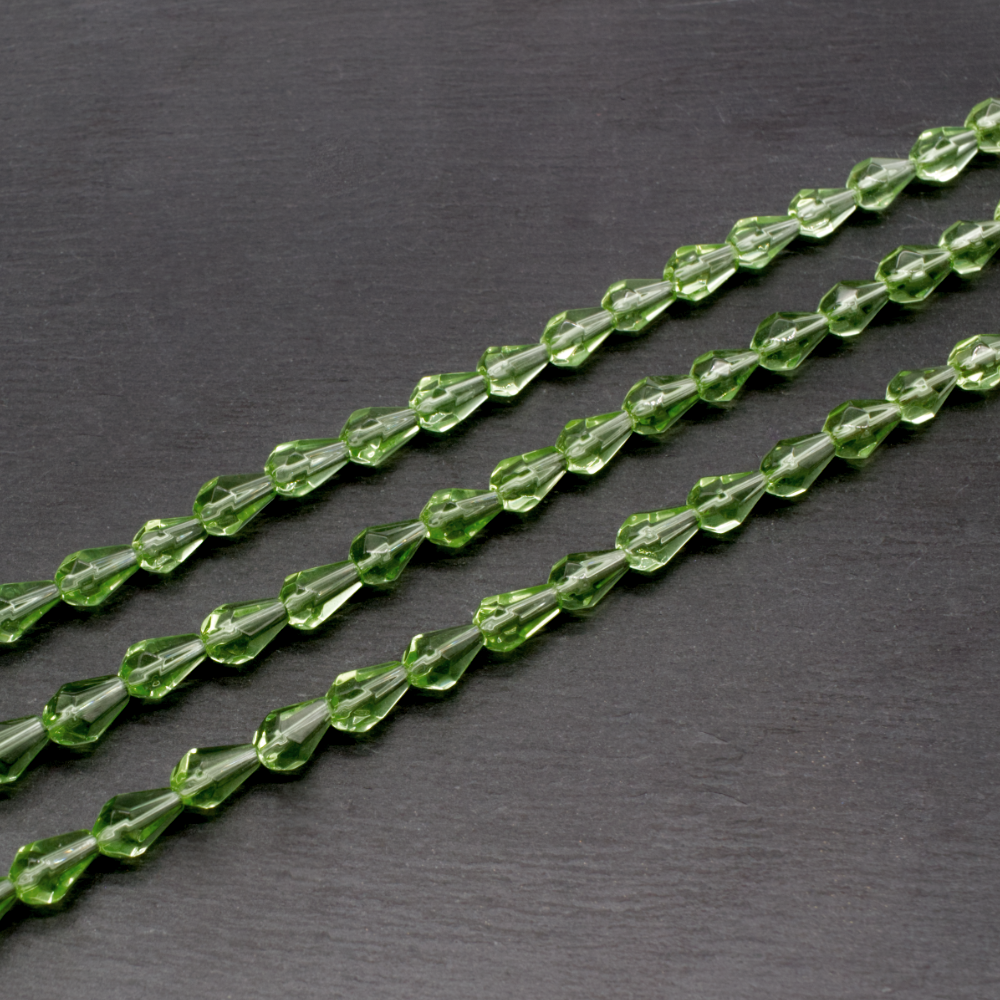 Glass Beads Facet Drop 9x6mm - Mint Green