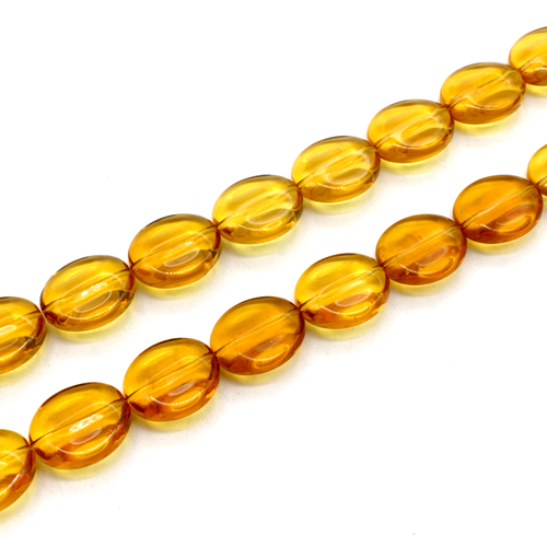 Glass Grooved Oval 18x16mm - Amber