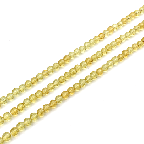 Glass Beads Facet Round 6mm - Lt Yellow