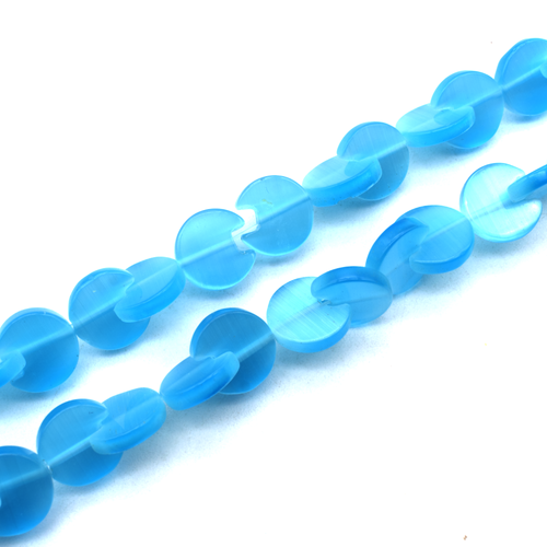 Cats Eye Pacman Beads - Sky Blue 12mm 46pcs
