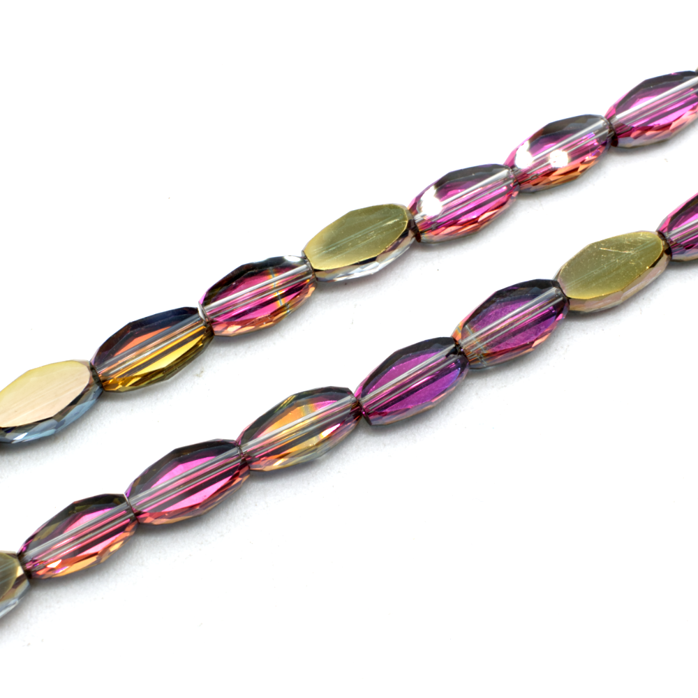 Crystal flat facet oval 10x5mm - Rainbow Shimmer