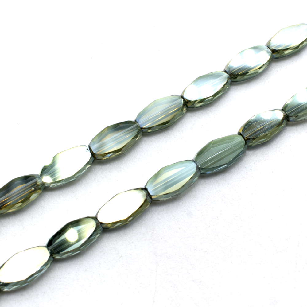 Crystal flat facet oval 10x5mm - Olive Shimmer
