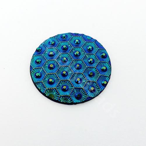 Acrylic Cabochon 30mm Disc - Honeycomb Iris Blue
