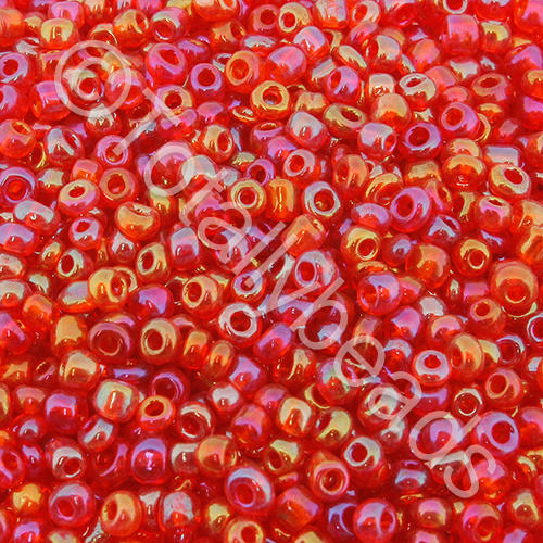 Seed Beads Transparent Rainbow  Red - Size 8 100g