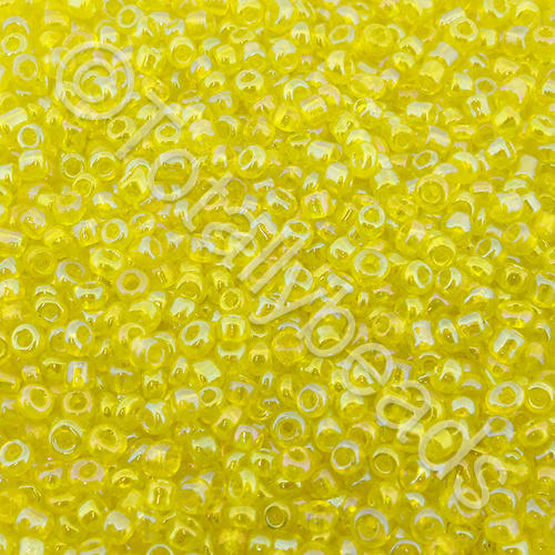 Seed Beads Transparent Rainbow  Yellow - Size 11