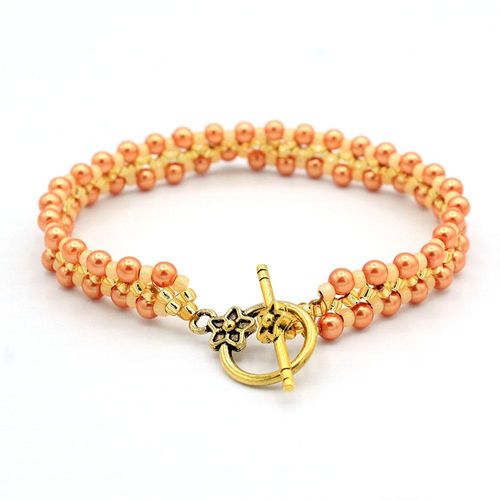 Mia Bracelet Makes 5 apricot gold bracelet making kit — DIY set with beads and instructions for creating handmade jewelry