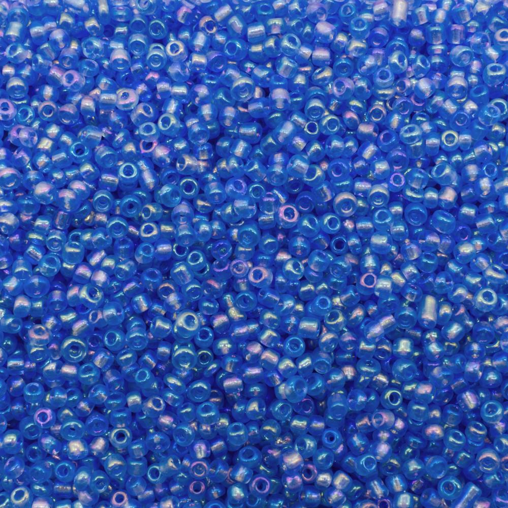 Seed Beads Transparent Rainbow  Blue - Size 11 100g