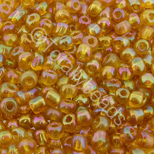 Seed Beads Transparent Rainbow  Gold - Size 6