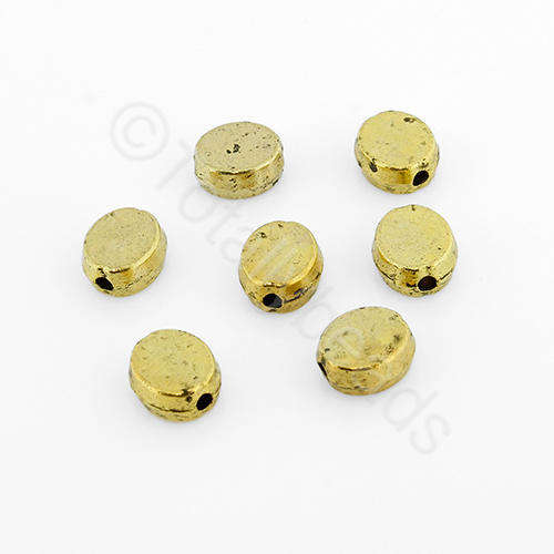 Antique Gold Bead - Flat Oval 6mm 20pcs