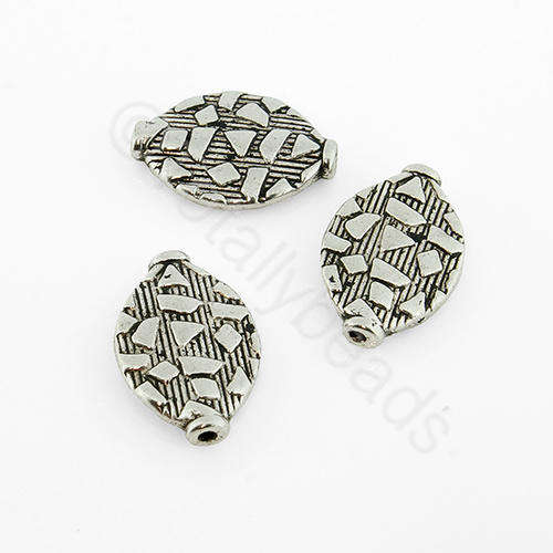 Antique Silver Bead - Flat Oval 15mm 6pcs
