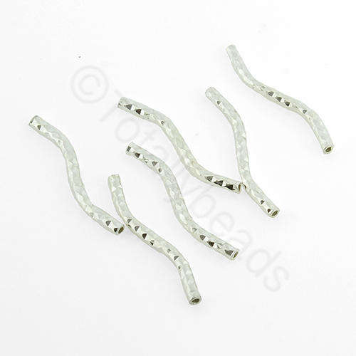 Wave Tube Diamond Cut 20mm - Silver Plated 15pcs