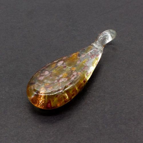 Bronze Amber Lampwork Drop Pendant 1pc