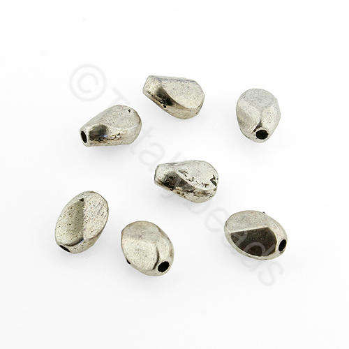 Antique Silver Bead - Facet Nugget 7x5mm 20pcs