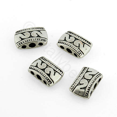 Antique Silver Metal Bead - 3 Hole Bead 7mm 15pcs