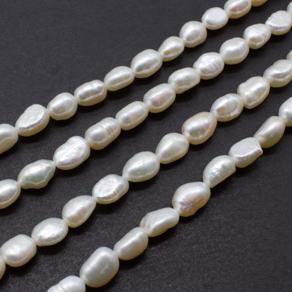 Freshwater Pearls 6-7mm Flat Rice White - 14" String