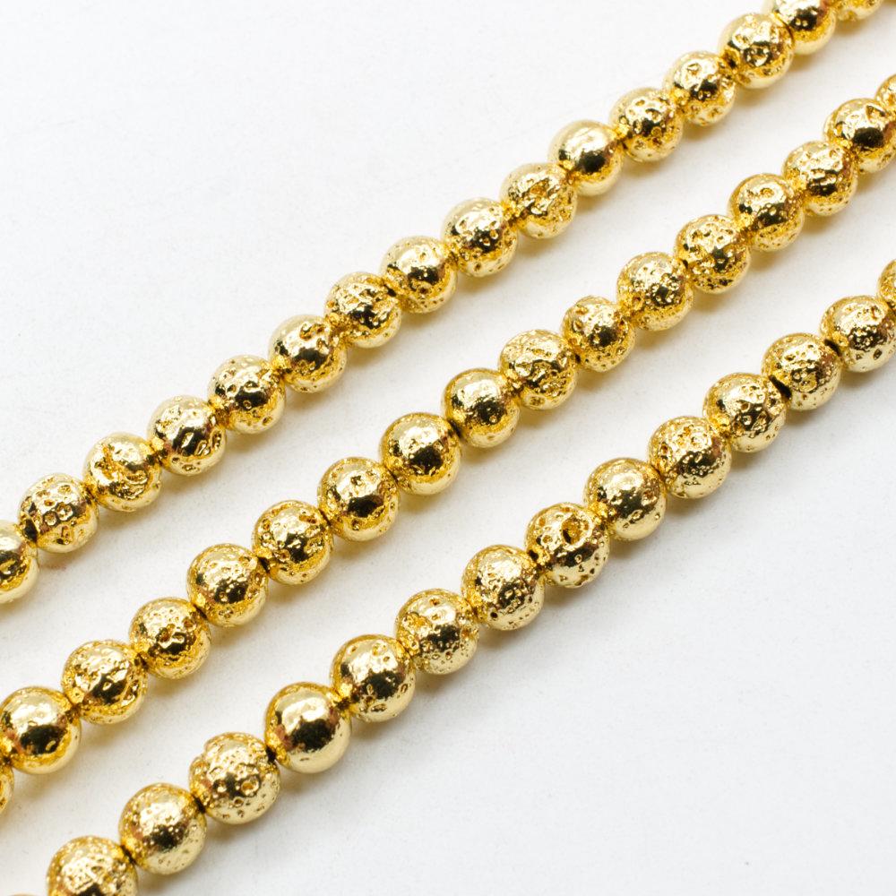 Lava Beads Gold - 6mm