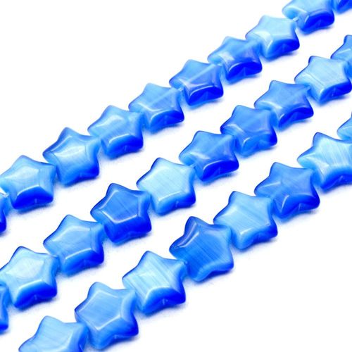 Cats Eye Beads Pillow Stars 10mm   Light Blue for jewellery making