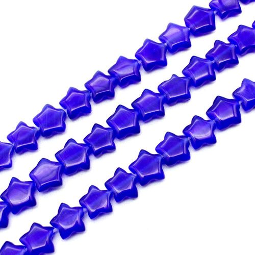 Cats Eye Beads Pillow Star 8mm   Dark Blue for jewellery making