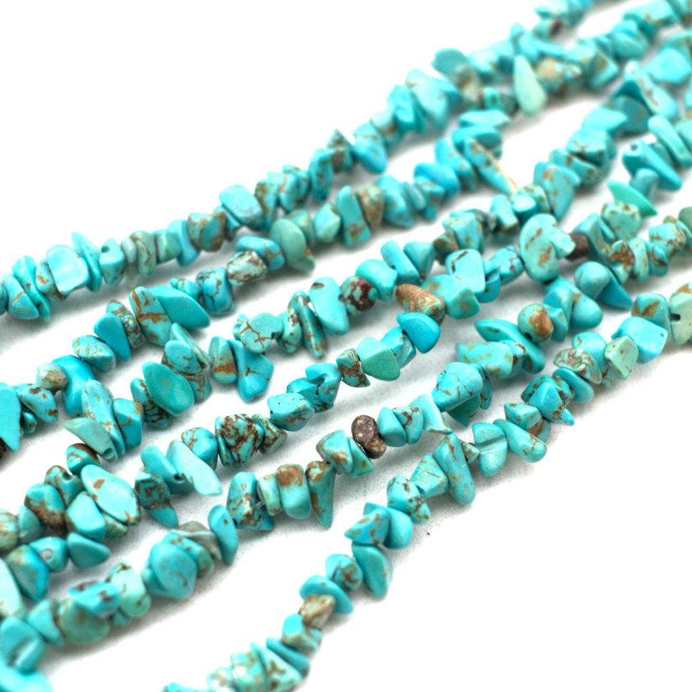 Blue Turquoise Gemstone Chips - 80cm Strand For DIY Jewellery Making (6-12mm)