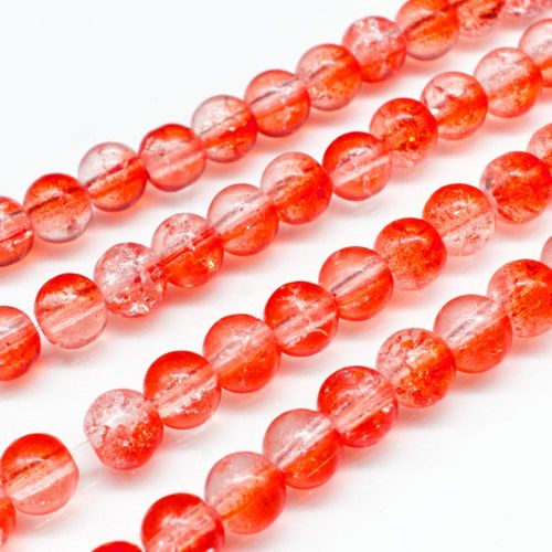 Crackle Beads Round 6mm   Clear Red 65pcs for jewellery making