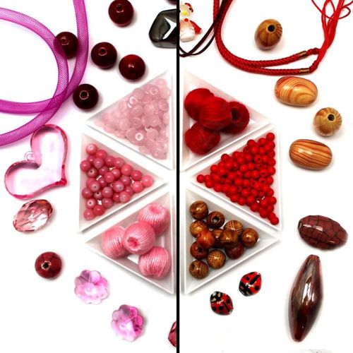 15 x £1 Mixed Bags   Pink and Red for jewellery making