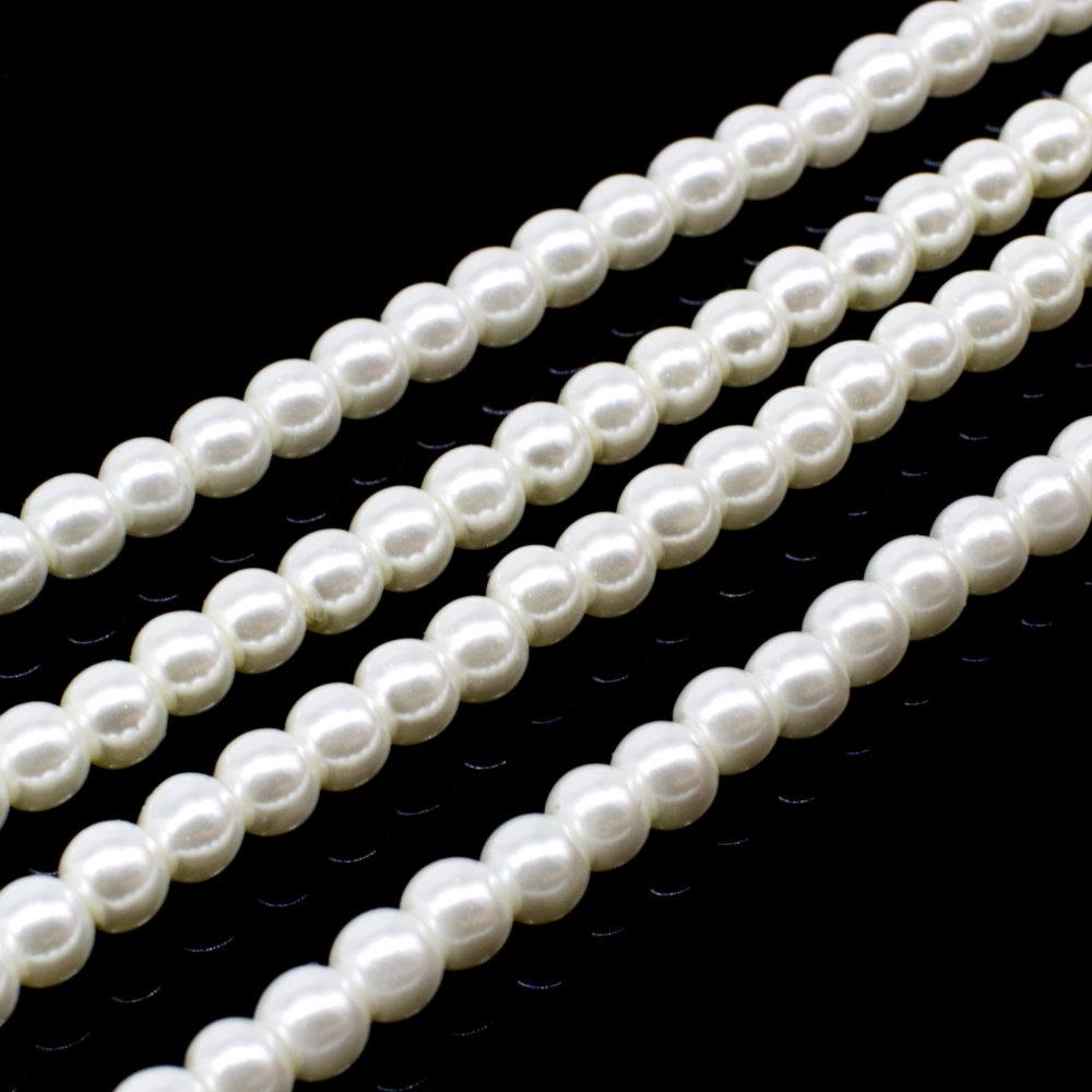 Glass Pearl Round Beads 3mm - Buttermilk