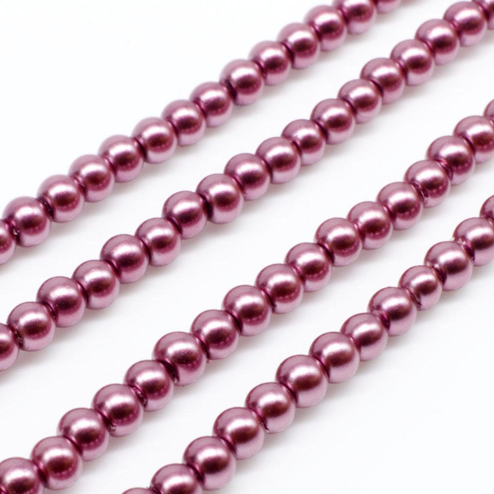 Glass Pearl Round Beads 3mm - Persian Pink