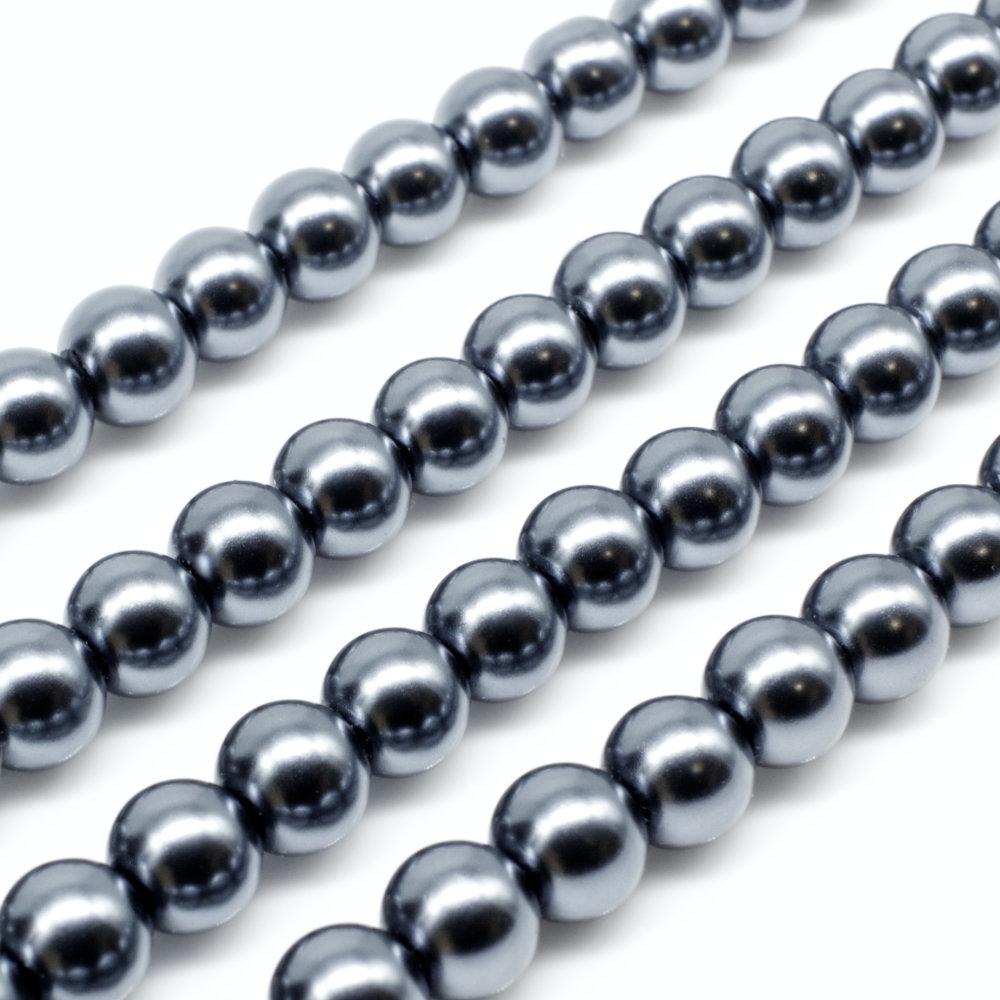 Glass Pearl Round Beads 6mm Hematite 16 Craft Hobby And Jewellery Supplies Totally Beads 4510