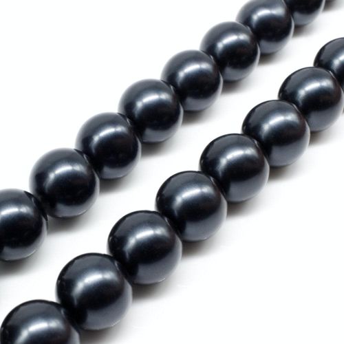 Glass Pearl Round Beads 12mm   Space Grey for jewellery making