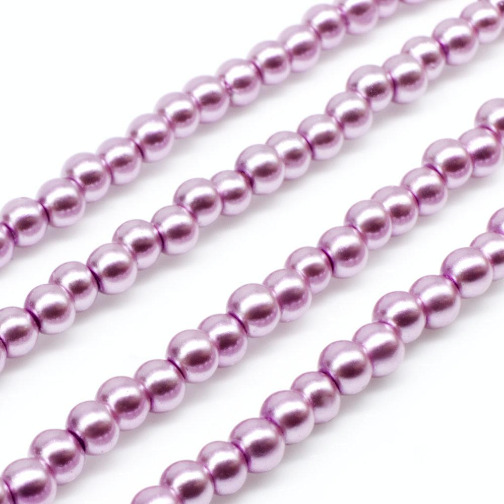 Glass Pearl Round Beads 3mm - Lilac