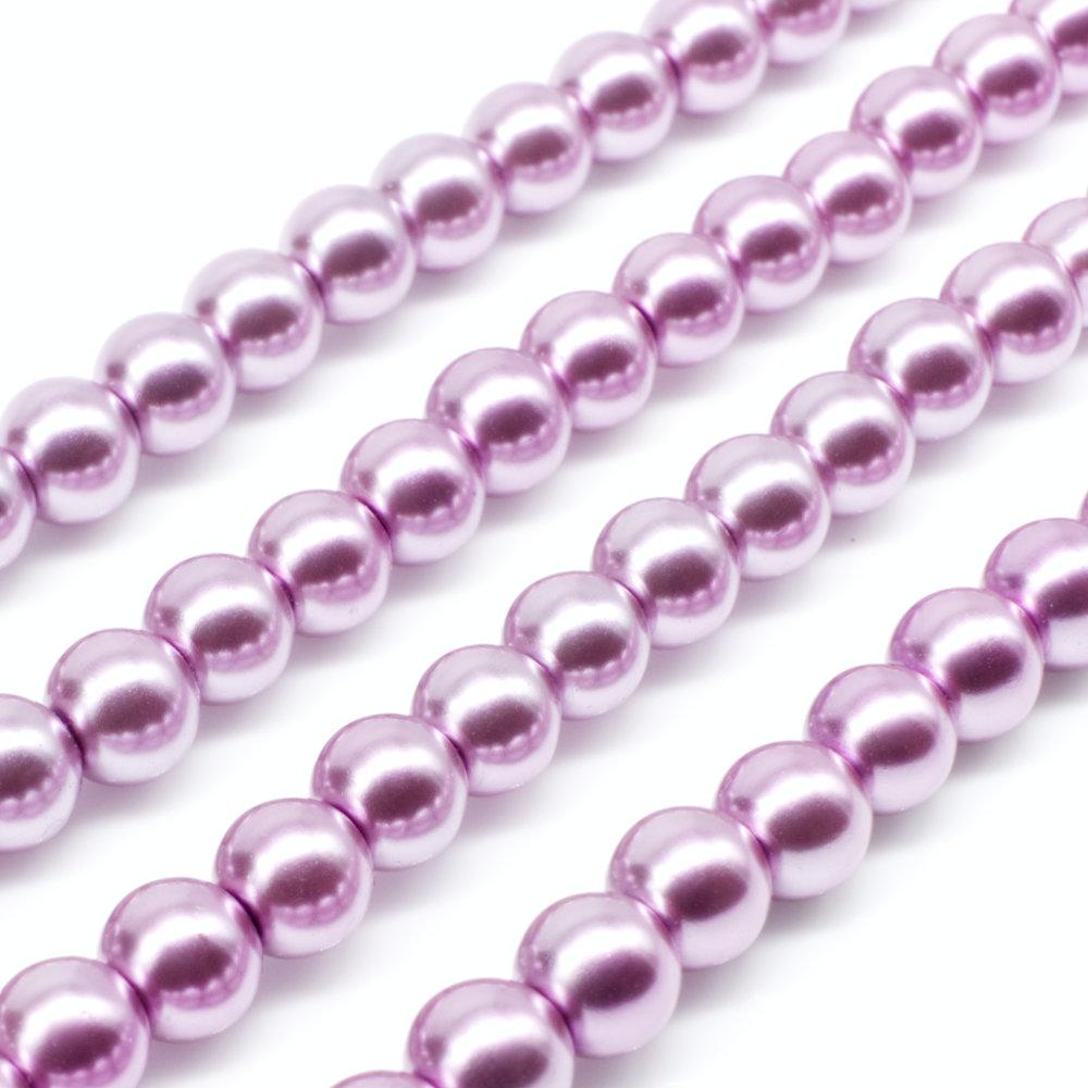 Glass Pearl Round Beads 6mm - Lilac