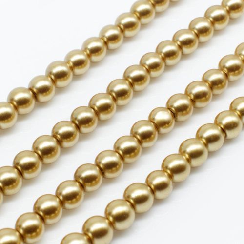 Glass Pearl Round Beads 4mm - Antique Gold