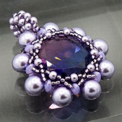 Eliana Crystal Pendant opal dark violet jewelry making kit — DIY set with beads and instructions for creating handmade jewelry