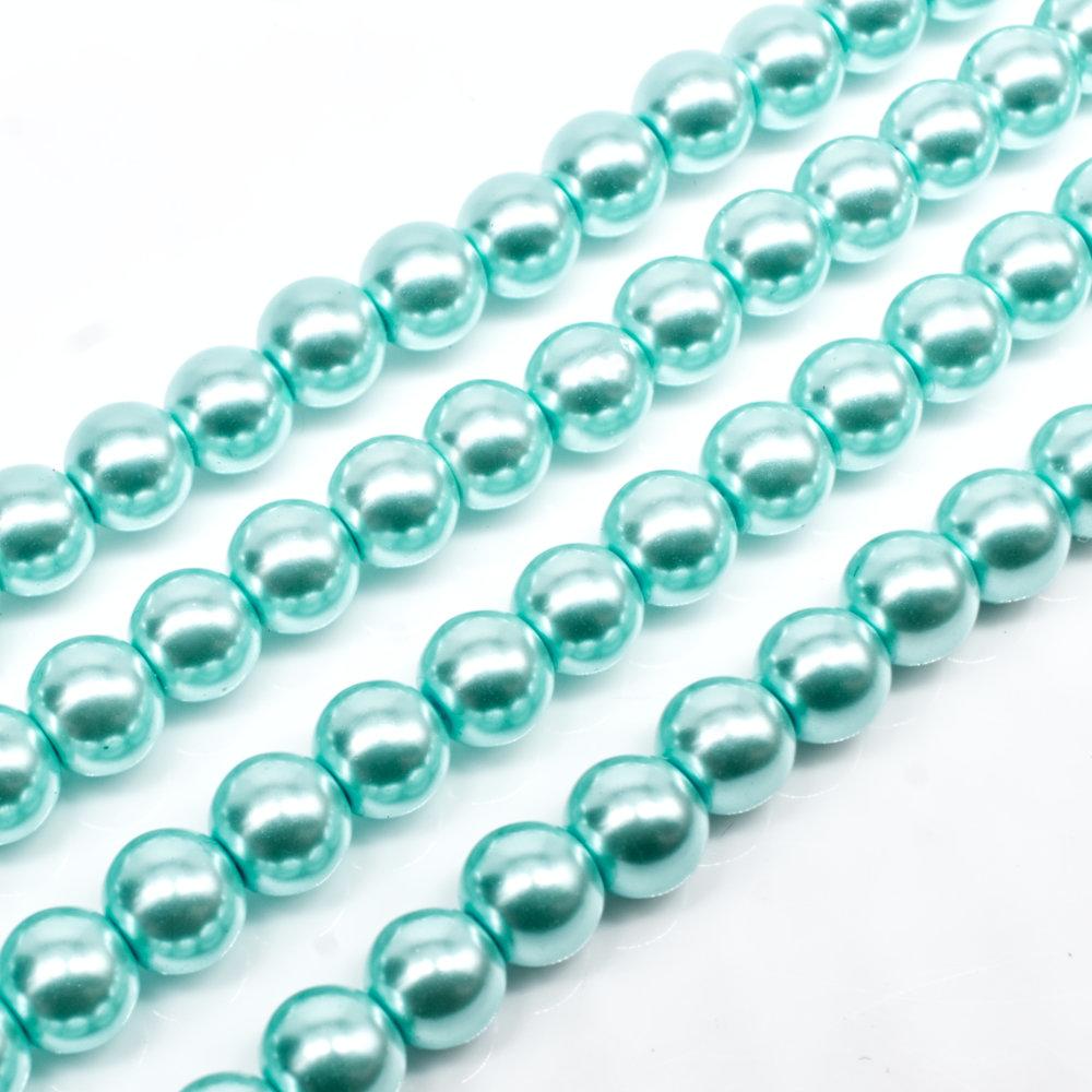 Glass Pearl Round Beads 6mm - Aqua