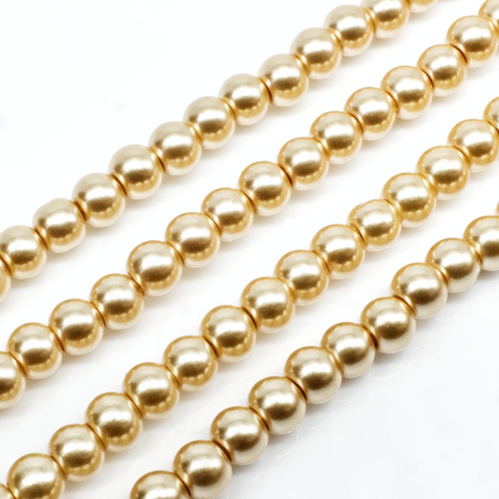 Glass Pearl Round Beads 4mm - Golden Haze