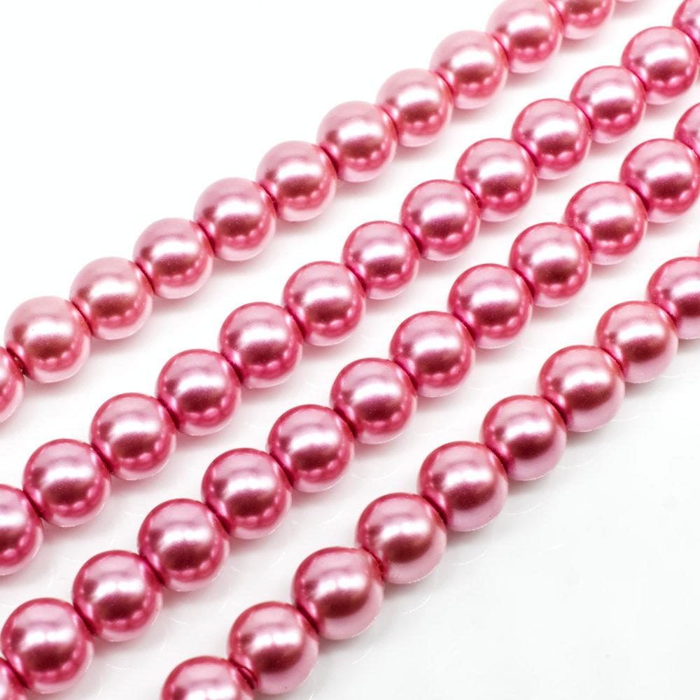 Glass Pearl Round Beads 6mm - Pink
