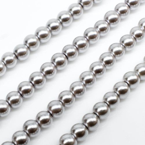 Glass Pearl Round Beads 4mm - Silver Dust